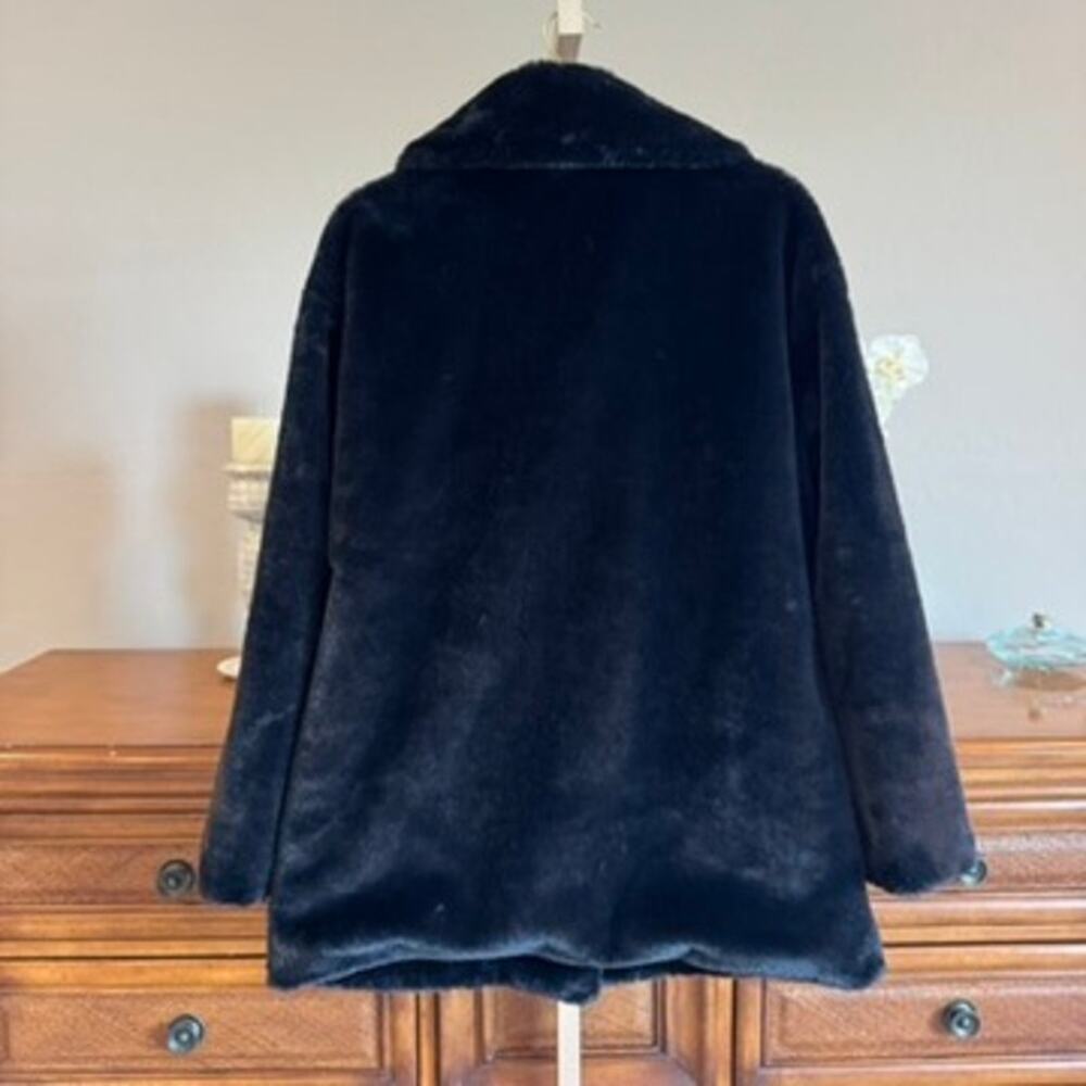 EXPRESS Black Faux Fur Coat Plush Mid Length Winter Jacket - Picture 5 of 7